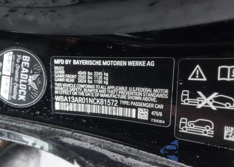 2022 BMW M440I xDrive z USA, uszkodzony, nr VIN WBA13AR01NCK81572